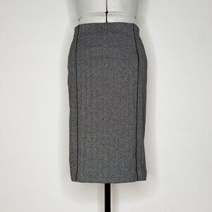 Ann Taylor Black and Grey Herringbone Pencil Skirt